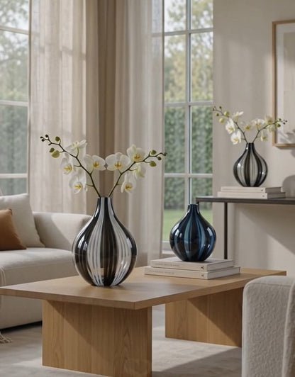 Kage Fluid Marbled Glass Vase | Abstract Art Glass Home Decor