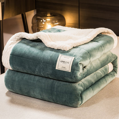 windsor quilted velvet throw — three-layer sherpa blanket with grid quilting and cream border trim, Studio Reign