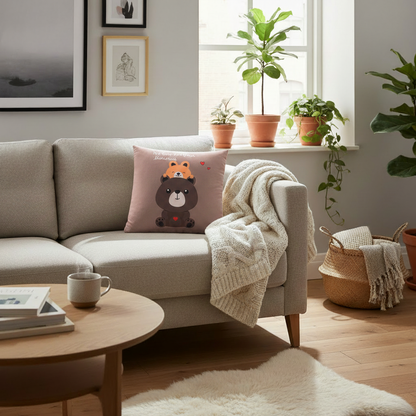 Milo Whimsical Decorative Cushion lifestyle image in a cosy Scandinavian living room