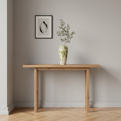 Speckled Ceramic Floor Vase on console table in Scandinavian entryway